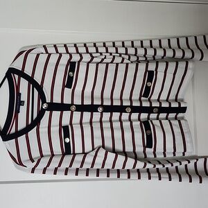 Tommy Hilfiger Navy and White Striped Shirt XL Nwot